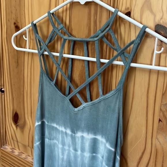 American Eagle Outfitters Soft & Sexy Blue Tie Dye Cage Tank Top - Picture 2 of 8